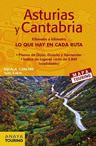 Mapa de carreteras Asturias y Cantabria (desplegable), escala 1:340.000 (Mapa Touring)