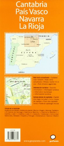 Mapa de carreteras de Cantabria, País Vasco, Navarra y La Rioja (Mapas desplegables)