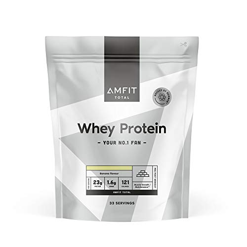 Marca Amazon - Amfit Nutrition Proteína de Suero de Leche en Polvo 1kg - Plátano (anteriormente PBN)