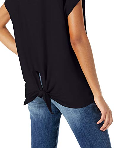 Marca Amazon - Daily Ritual: camiseta de manga dolman corta, de algodón terry y con nudo en la espalda para mujer., Marino, US XS (EU XS - S)