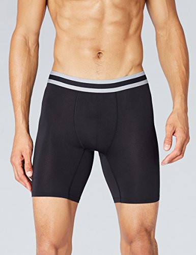 Marca Amazon - find. Bóxer Largos de Deporte para Hombre, Pack de 2, Negro,, M, Label: M