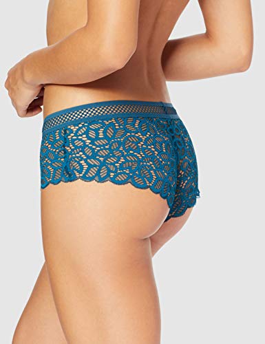 Marca Amazon - IRIS & LILLY Culotte de Crochet y Encaje Mujer, Pack de 2, Azul (Legion Blue)., M, Label: M
