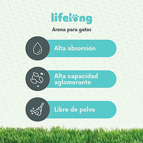 Marca Amazon Lifelong Arena de bentonita para gatos, Premium con perfume de talco 25L