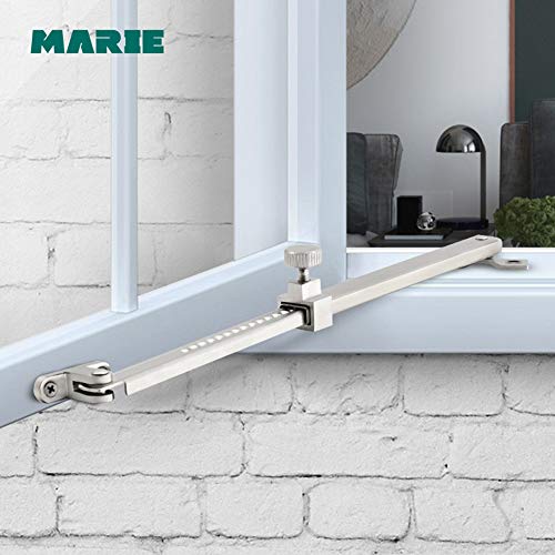 MARIE Tope de ventana de metal, protección contra impactos para ventanas basculantes y ventanas batientes, cerrojo de ventana, regulador basculante para ajustar la apertura de ventana Window Stay