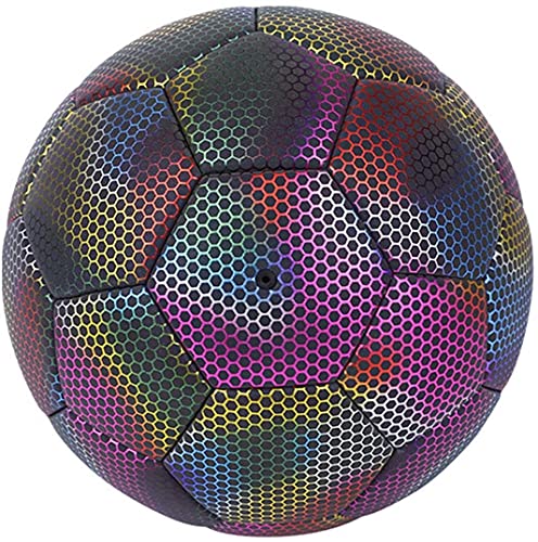 MARIJEE Balón Fútbol, Balones de Fútbol LED Reflectantes Brillantes Bolas de Fútbol PU Reflectante Fútbol de Noche Brillante para Exteriores para Niños/Adultos Entrenando para Jugar