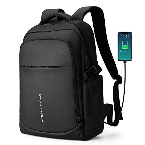 MARK RYDEN Mochila para portátil Antirrobo Mochila de Negocios Impermeable para Hombre Mochila Escolares con Puerto de USB para Ordenador 15.6 Pulgadas (Negro 3.0)