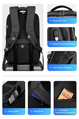 MARK RYDEN Mochila para portátil Antirrobo Mochila de Negocios Impermeable para Hombre Mochila Escolares con Puerto de USB para Ordenador 15.6 Pulgadas (Negro 3.0)