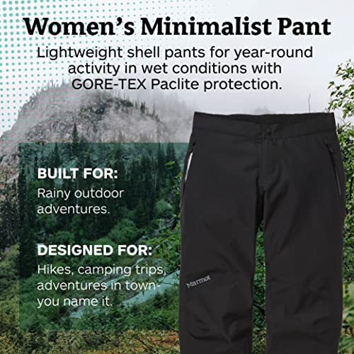 Marmot Wm's Minimalist Pant Pantalones Impermeables, Pantalones De Lluvia, Prueba De Viento, Transpirables, Mujer, Black, XL