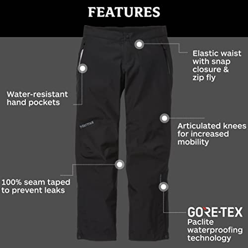 Marmot Wm's Minimalist Pant Pantalones Impermeables, Pantalones De Lluvia, Prueba De Viento, Transpirables, Mujer, Black, XL