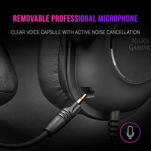 MARSGAMING MH6 Negro, Auriculares Neografeno, Tarjeta Externa 7.1, Micrófono Extraíble