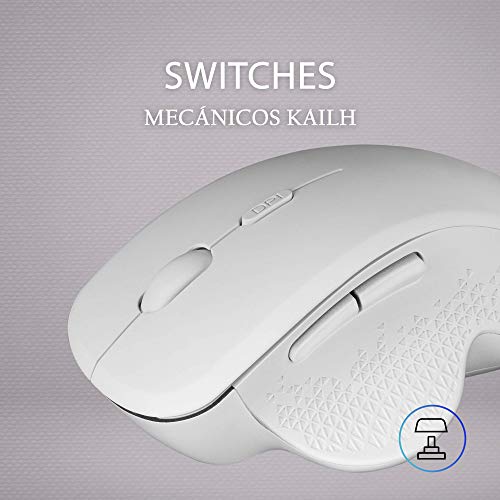 MARSGAMING MMWERGOW, Ratón Inalámbrico Ergonómico para PS4/PS5/XBOX/PC/Mac, Blanco