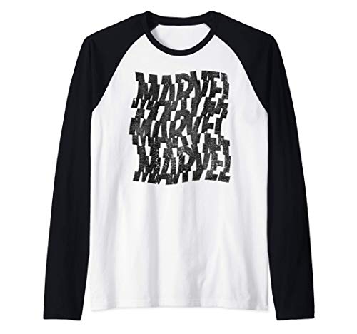 Marvel Wave Logo Camiseta Manga Raglan