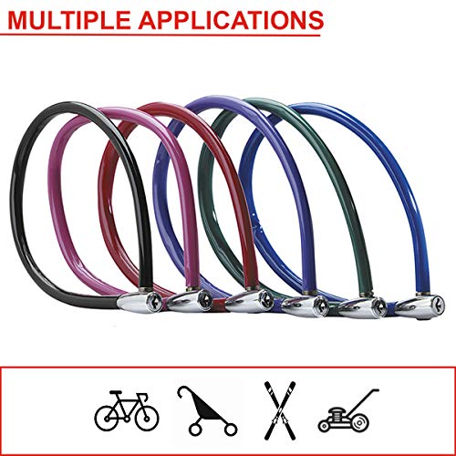 MASTER LOCK Candado Bicicleta [55 cm Cable] [Llave] [Exterior] [Color al Azar] 8630-F - Ideal para Bicicleta, Monopatín, Paseante, Cortacésped y Otro Equipo