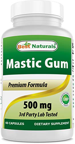 Mastic Gum 500 mg 60 Capsules by Best Naturals - Supports stomach health and duodenum - Manufactured in a USA Based GMP Certified Facility and Third Party Tested for Purity. Guaranteed!!