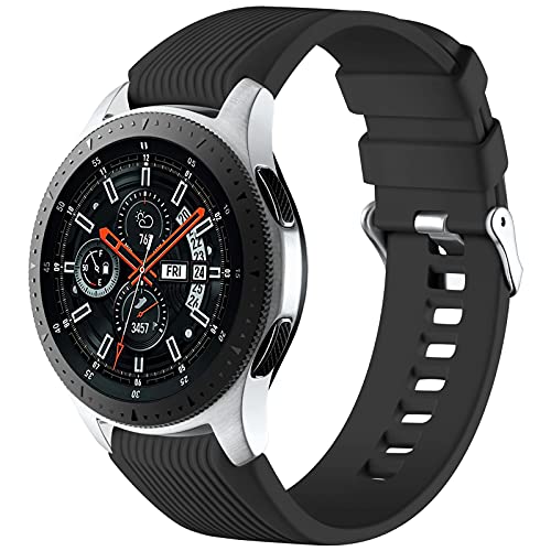 Mastten Correa de Silicona de 22mm Compatible con Samsung Galaxy Watch 3 45mm/Galaxy Watch 46mm/Gear S3 Frontier/Classic, Correas de Repuesto de Pulsera Deportiva de Silicona Suave, Negro