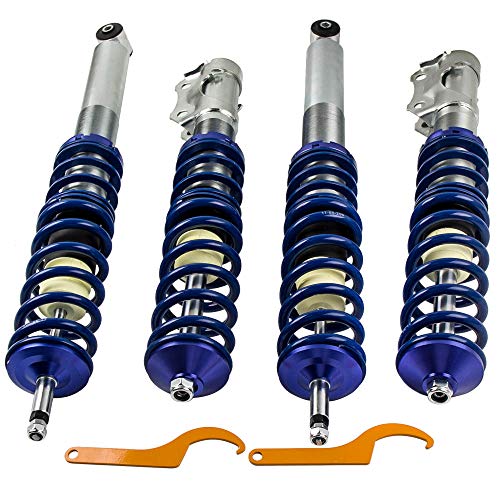 maXpeedingrods 4X Coilover, Amortiguador para Seat Toledo 1L, para VW Golf MK2 MK3 Vento Corrado Jetta Mk2 Altura Regulable, 2 Delanteros y 2 Traseros Resorte Helicoidal, Aleación de Aluminio 6061