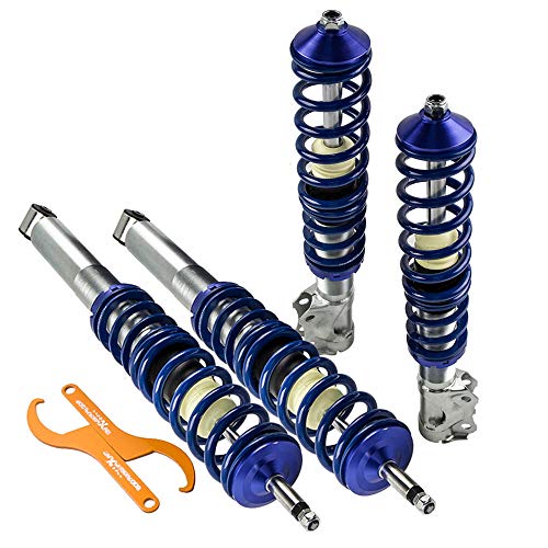 maXpeedingrods 4X Coilover, Amortiguador para Seat Toledo 1L, para VW Golf MK2 MK3 Vento Corrado Jetta Mk2 Altura Regulable, 2 Delanteros y 2 Traseros Resorte Helicoidal, Aleación de Aluminio 6061