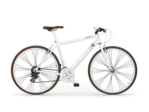 MBM Life 28' Hybrid All 21v Revo Bicicleta, Hombre, Bianco A28, 58