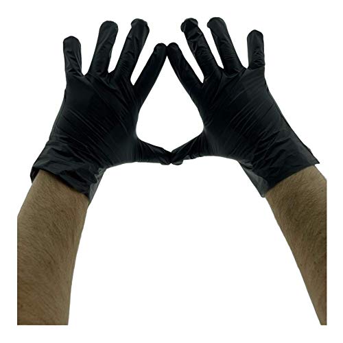 MC-Trend - 100 guantes desechables de TPE, color negro, sin polvo, sin látex, en caja dispensadora, extra-large