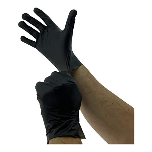 MC-Trend - 100 guantes desechables de TPE, color negro, sin polvo, sin látex, en caja dispensadora, extra-large