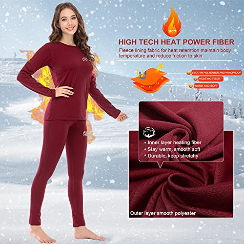MEETWEE Conjuntos térmicos Mujer, Set de Ropa Térmica Mujer Ropa Interior para esquí Funcional para Transpirable, cálida y de Secado rápido (Rojo, XL)