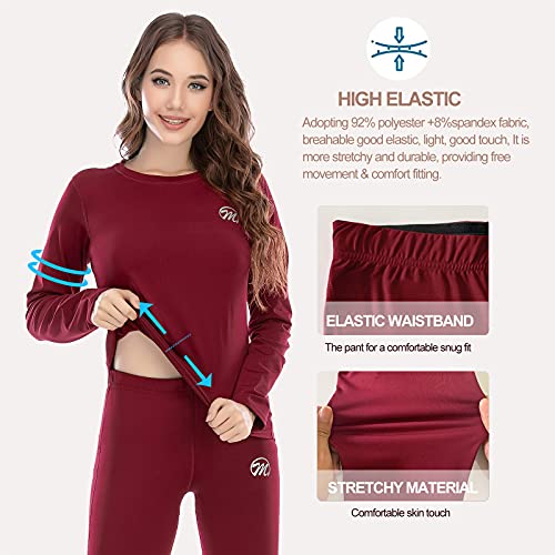 MEETWEE Conjuntos térmicos Mujer, Set de Ropa Térmica Mujer Ropa Interior para esquí Funcional para Transpirable, cálida y de Secado rápido (Rojo, XL)