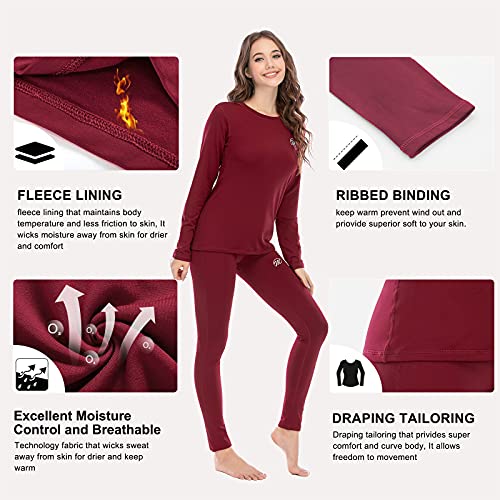 MEETWEE Conjuntos térmicos Mujer, Set de Ropa Térmica Mujer Ropa Interior para esquí Funcional para Transpirable, cálida y de Secado rápido (Rojo, XL)