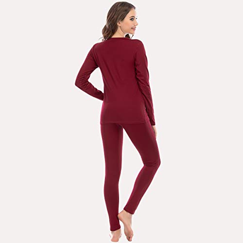 MEETWEE Conjuntos térmicos Mujer, Set de Ropa Térmica Mujer Ropa Interior para esquí Funcional para Transpirable, cálida y de Secado rápido (Rojo, XL)