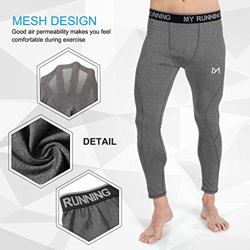 MEETYOO Leggings Hombre, Pantalón de Compresión Secado Rápido Pantalones Deporte Mallas Largas para Running Fitness Yoga