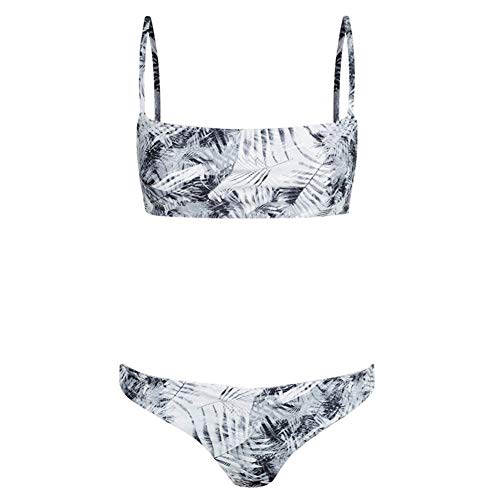 Meizas Conjuntos de Bikinis para Mujer, Gris + Blanco, Medium