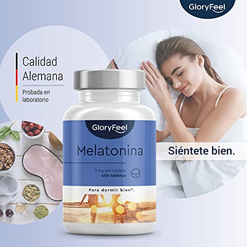 Melatonina 400 Tabletas (Suministro + 1 Año), Melatonina Pura, Complemento de Melatonina para dormir bien, el insomnio y reposar mejor, Melatonina Fuerte para dormir, Clínicamente Probado