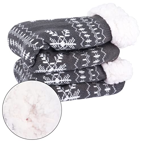 Merclix Calcetines para Casa, Calcetines Antideslizantes Hombre, Calcetines Polar, Calcetines Polares Hombre (Copo de nieve)