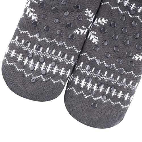 Merclix Calcetines para Casa, Calcetines Antideslizantes Hombre, Calcetines Polar, Calcetines Polares Hombre (Copo de nieve)