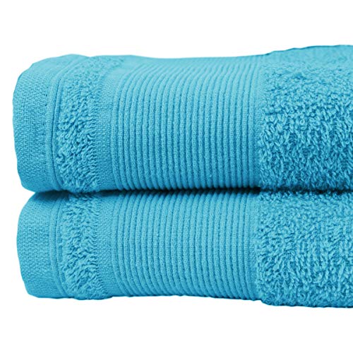 MERCURY TEXTIL - Juego de Toallas, de 100% Algodón Colores Resistentes,Gimnasio, Piscina,Cuarto de Baño,Casa (Azul Turquesa, 2 baño + 2 Manos + 2 bidé)