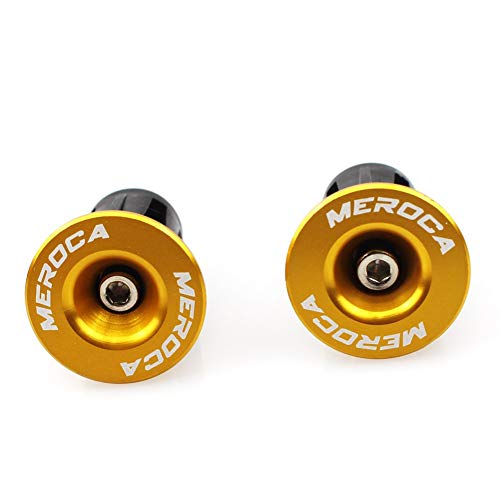 MEROCA Tapones universales de aleación de aluminio para manillar de bicicleta MTB 22-24 mm, 2 unidades (dorado)