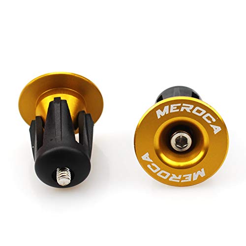 MEROCA Tapones universales de aleación de aluminio para manillar de bicicleta MTB 22-24 mm, 2 unidades (dorado)
