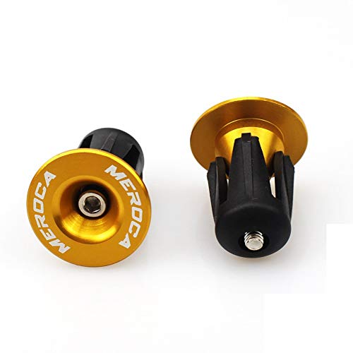 MEROCA Tapones universales de aleación de aluminio para manillar de bicicleta MTB 22-24 mm, 2 unidades (dorado)