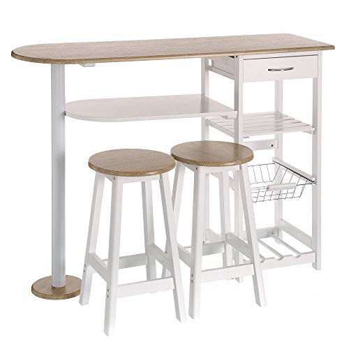 Mesa para cocina de bar moderna de madera blanca Basic - LOLAhome