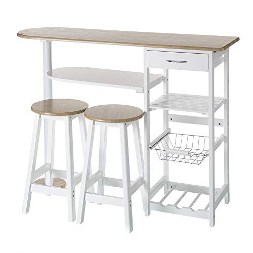Mesa para cocina de bar moderna de madera blanca Basic - LOLAhome