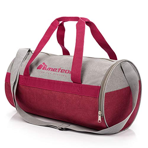 meteor Bolsa Deporte Viaje Gimnasio con Compartimento Separado para Zapatos Duffle Bag para Hombre Mujer Ultraligera Plegable Bolsa Deportiva 25 L Yoga Bolsa Fin de Semana (púrpura Gris, 25 L)