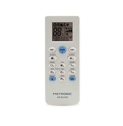 Metronic 495348 - Mando a Distancia Universal para Aire Acondicionado, Mando Universal Aire Acondicionado búsqueda automática o por Modelo, Timer, 5 Modos de Funcionamiento, Blanco