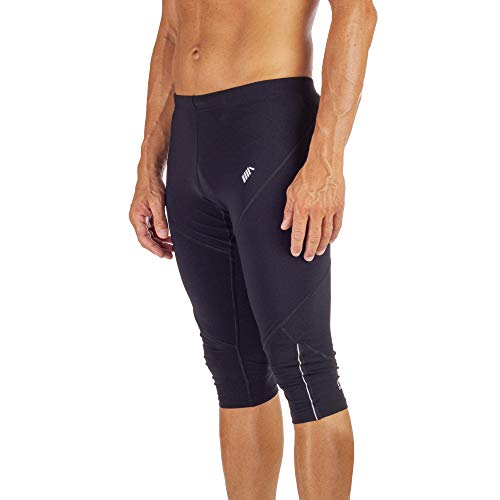 MICO Pantalones Cortos para Correr Elasticos en Tejido Técnico Sensible Eurojersey®, Cordón de la Cintura, Transferencia reflexiva y tuberías, para Hombres Deportes en Color Negro