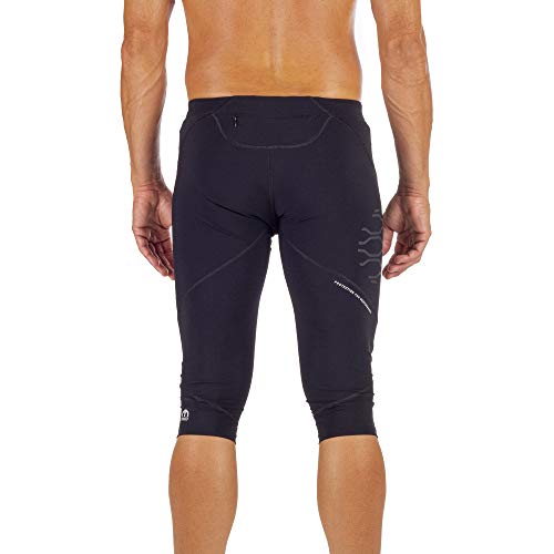 MICO Pantalones Cortos para Correr Elasticos en Tejido Técnico Sensible Eurojersey®, Cordón de la Cintura, Transferencia reflexiva y tuberías, para Hombres Deportes en Color Negro