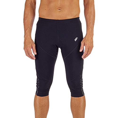 MICO Pantalones Cortos para Correr Elasticos en Tejido Técnico Sensible Eurojersey®, Cordón de la Cintura, Transferencia reflexiva y tuberías, para Hombres Deportes en Color Negro