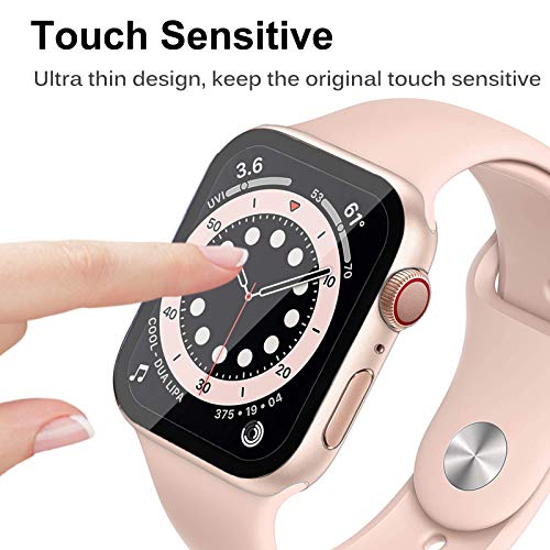 Miimall [2 Piezas Funda Compatible con Apple Watch Series 6 / SE / 5/4 44mm, PC Case con Protector de Pantalla Vidrio Templado [Cubierta Completa] [Anticaída] para iWatch Series 6 / SE / 5/4 44mm