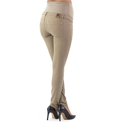 Milano Basic - Vaqueros Premamà, la Prenda Esencial para tu guardarropa de Embarazada - Made in Italy (46, Beige)