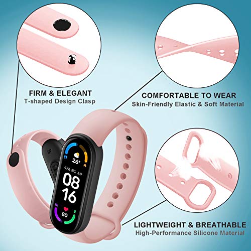 Milomdoi [19 Articulos] 15 Colors Correas + 4 Pacs TPU Protector Pantalla Pulsera para Xiaomi Mi Band 6/Mi Band 5, Silicona Correa de Repuesto Suave-Coloridos19