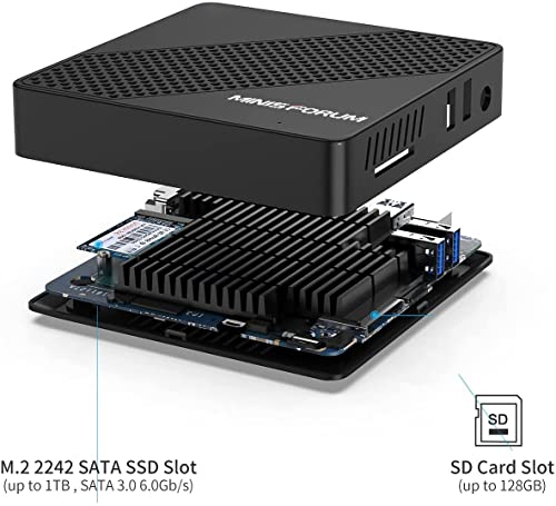 Mini PC, procesador Intel Celeron N4020 sin ventilador 4 GB DDR / 64 GB eMMC mini computadora de escritorio con Windows 10 pro, conexión HDMI y VGA, WiFi de doble banda, BT, USB 3.0 * 3