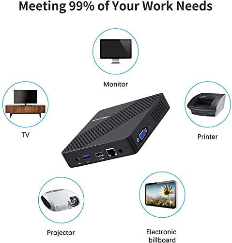 Mini PC, procesador Intel Celeron N4020 sin ventilador 4 GB DDR / 64 GB eMMC mini computadora de escritorio con Windows 10 pro, conexión HDMI y VGA, WiFi de doble banda, BT, USB 3.0 * 3