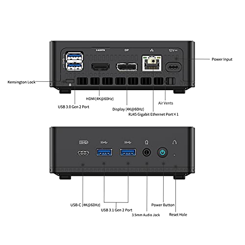 MINIS Forum JB95 Mini PC, Intel Pentium Silver N5095 Procesador Quad-Core CPU 8 GB / 128GB SSD Mini computadora de Escritorio con Windows 10 Pro, conexión HDMI/DP/USB C, USB 3.0 × 2, USB 3.1 × 2